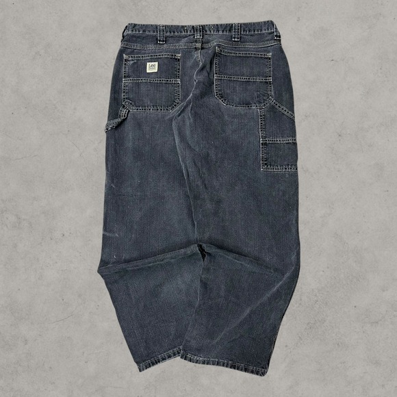 Lee Other - Lee Jeans Mens 34x30 Black Dungaree Carpenter Y2K Vintage Baggy Skater Workwear